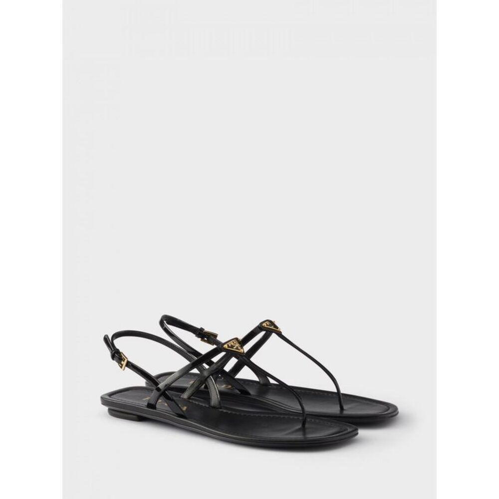 Prada Women Leather Logo Thong Sandal Prada
